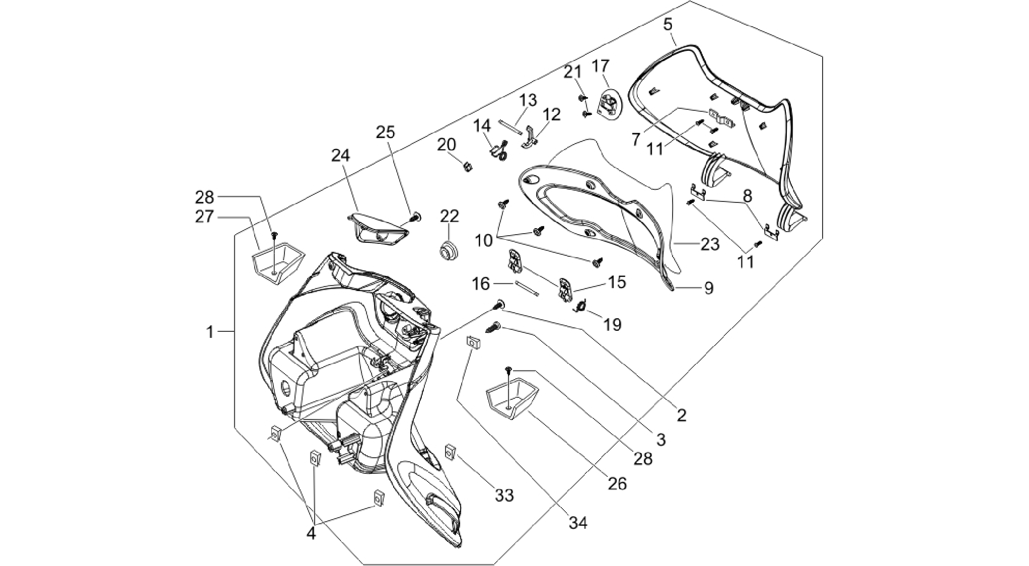 Front glove-box - Knee-guard panel