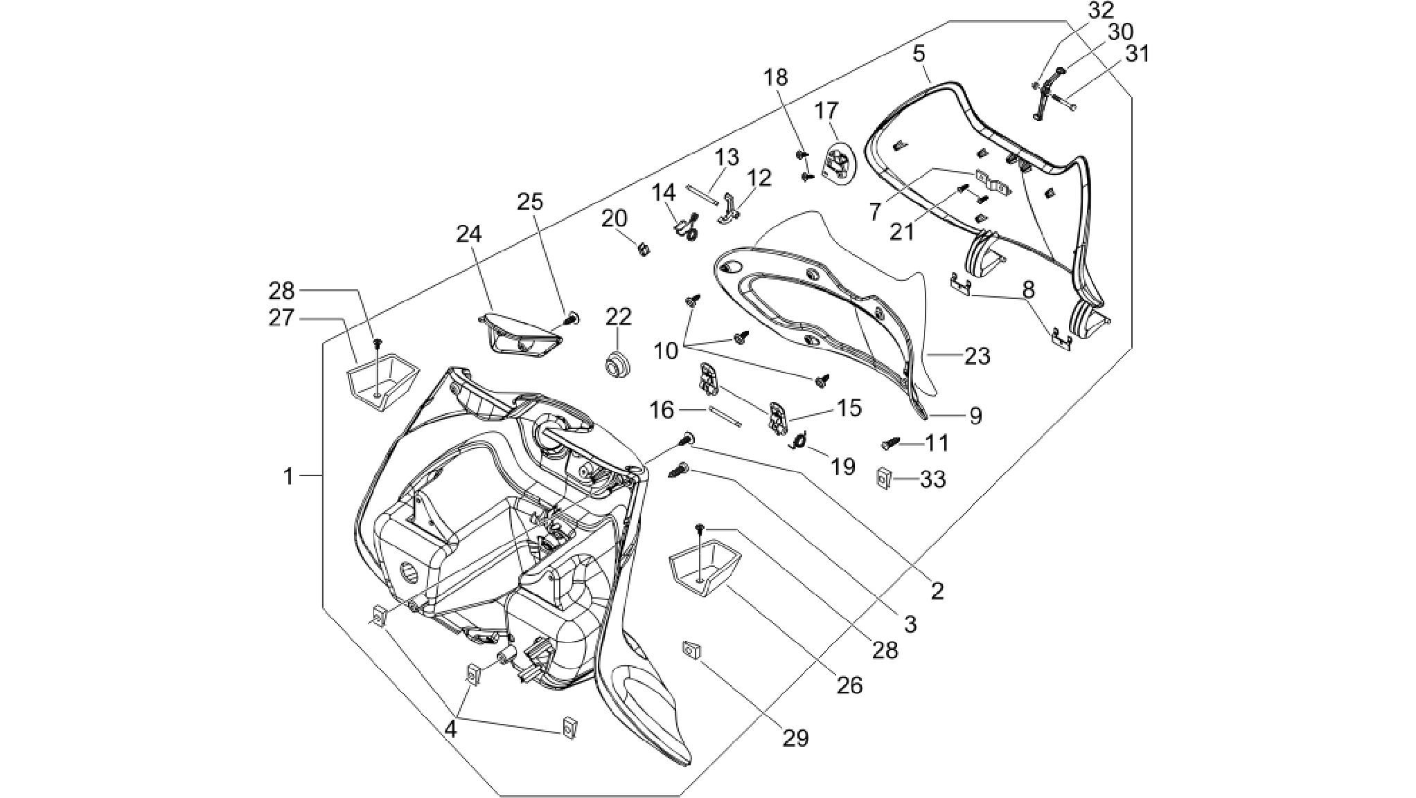 Front glove-box - Knee-guard panel