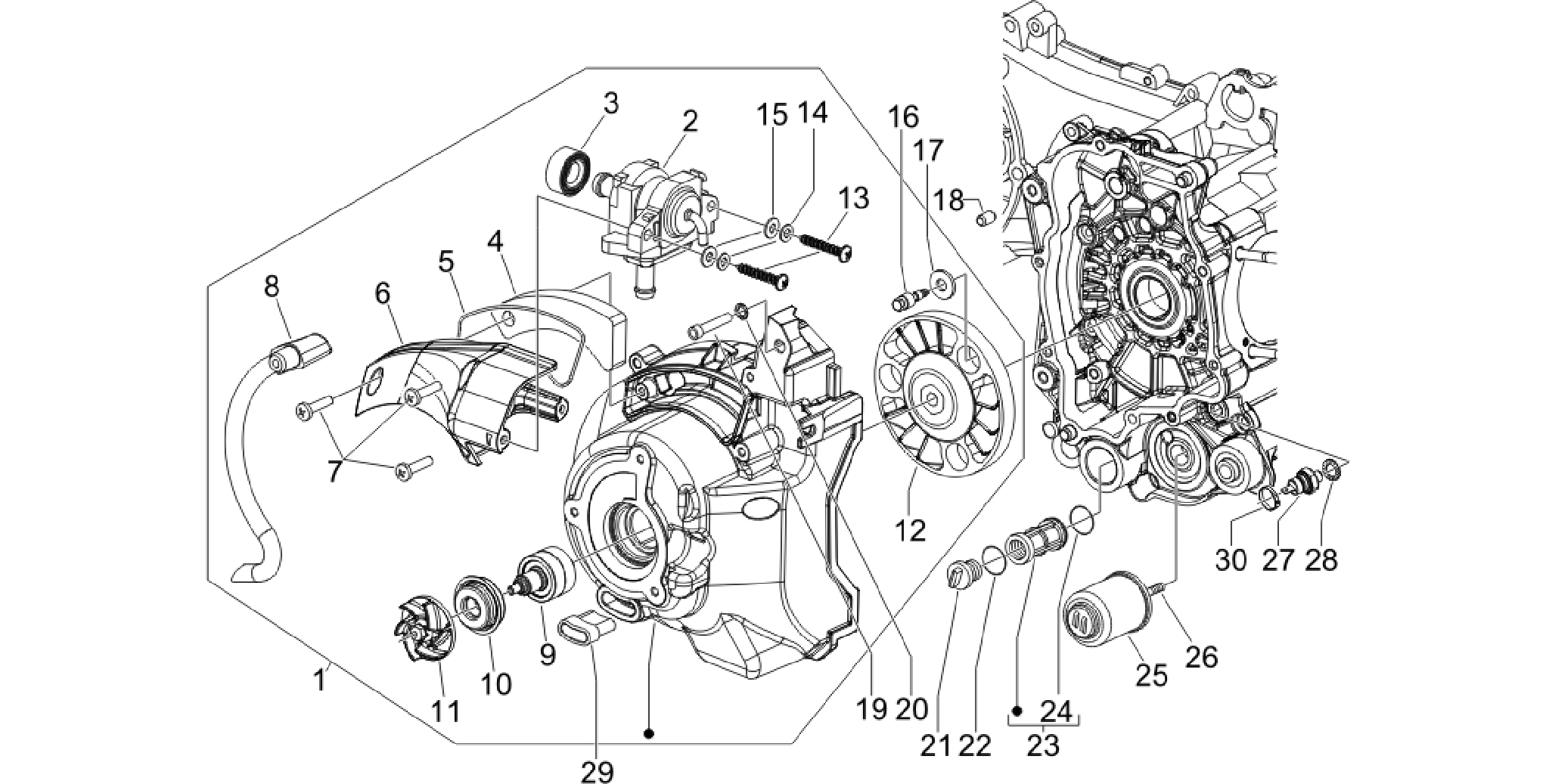 Flywheel magneto cover - Oil filter