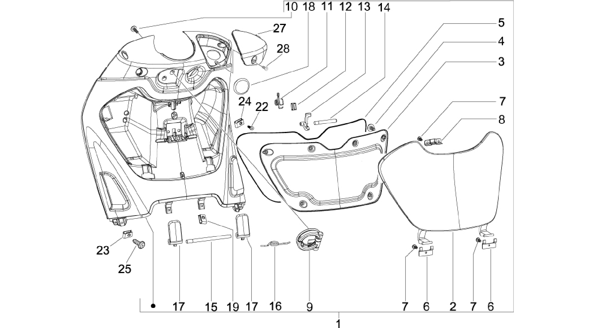 Front glove-box - Knee-guard panel
