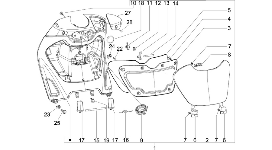 Front glove-box - Knee-guard panel