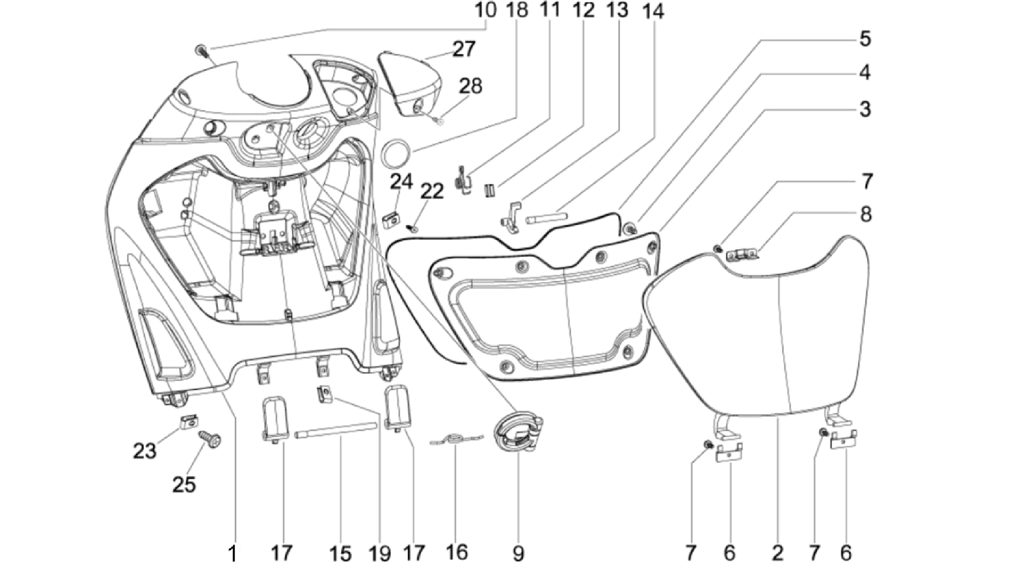 Front glove-box - Knee-guard panel