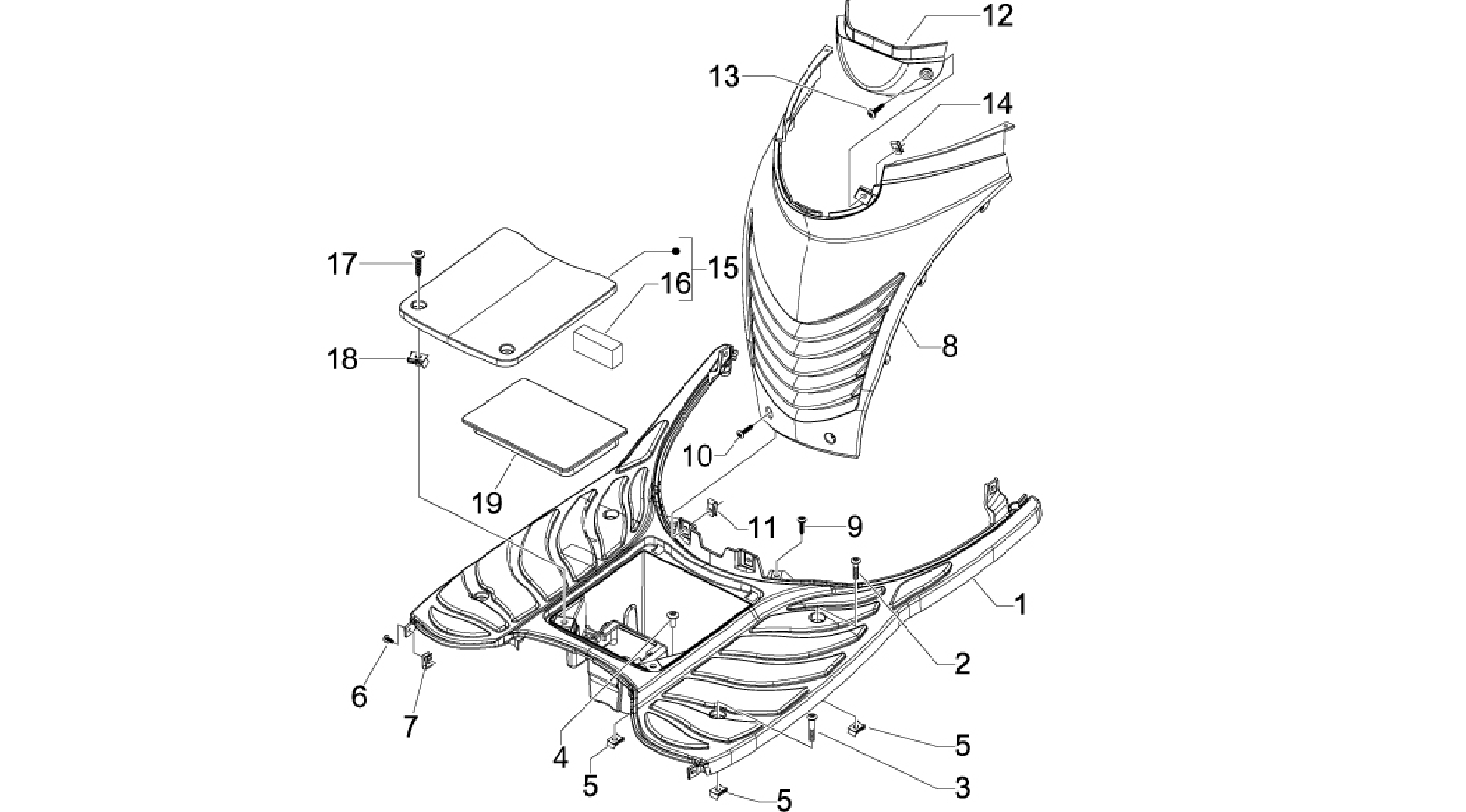Central cover - Footrests