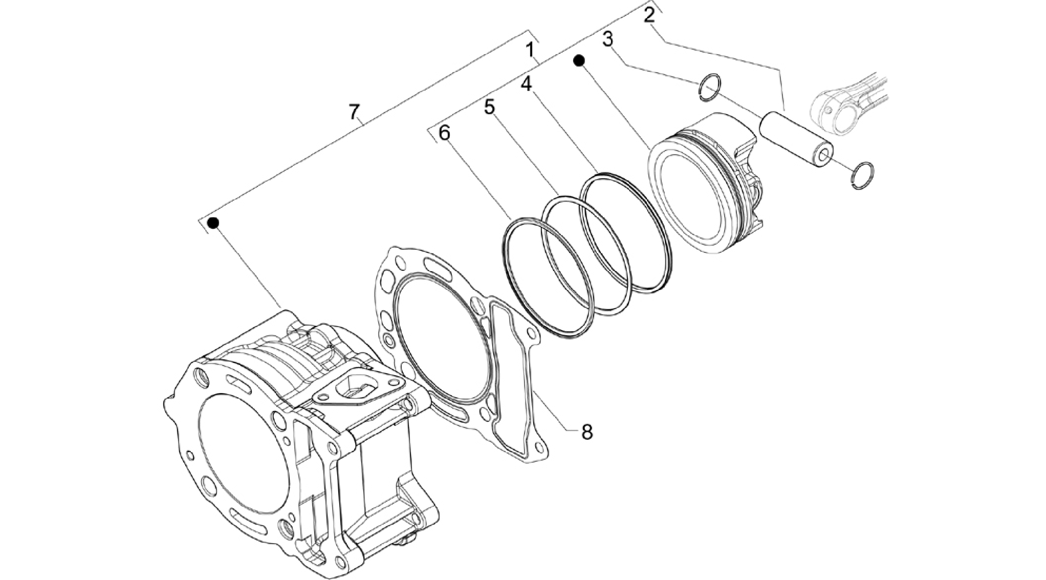Cylinder-piston-wrist pin unit