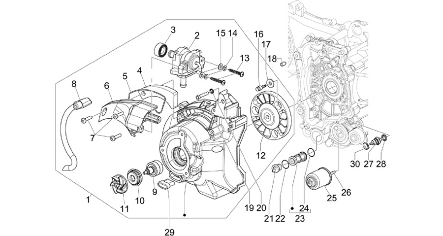Flywheel magneto cover - Oil filter