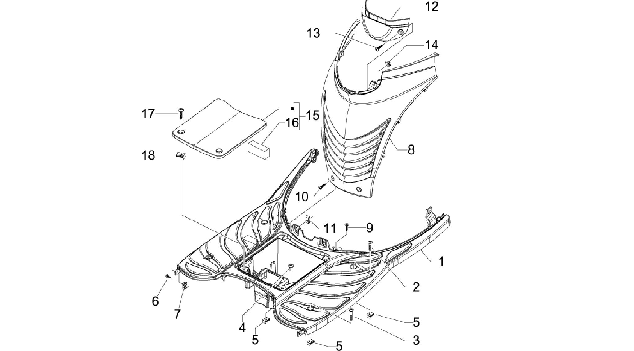 Central cover - Footrests