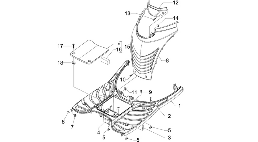 Central cover - Footrests
