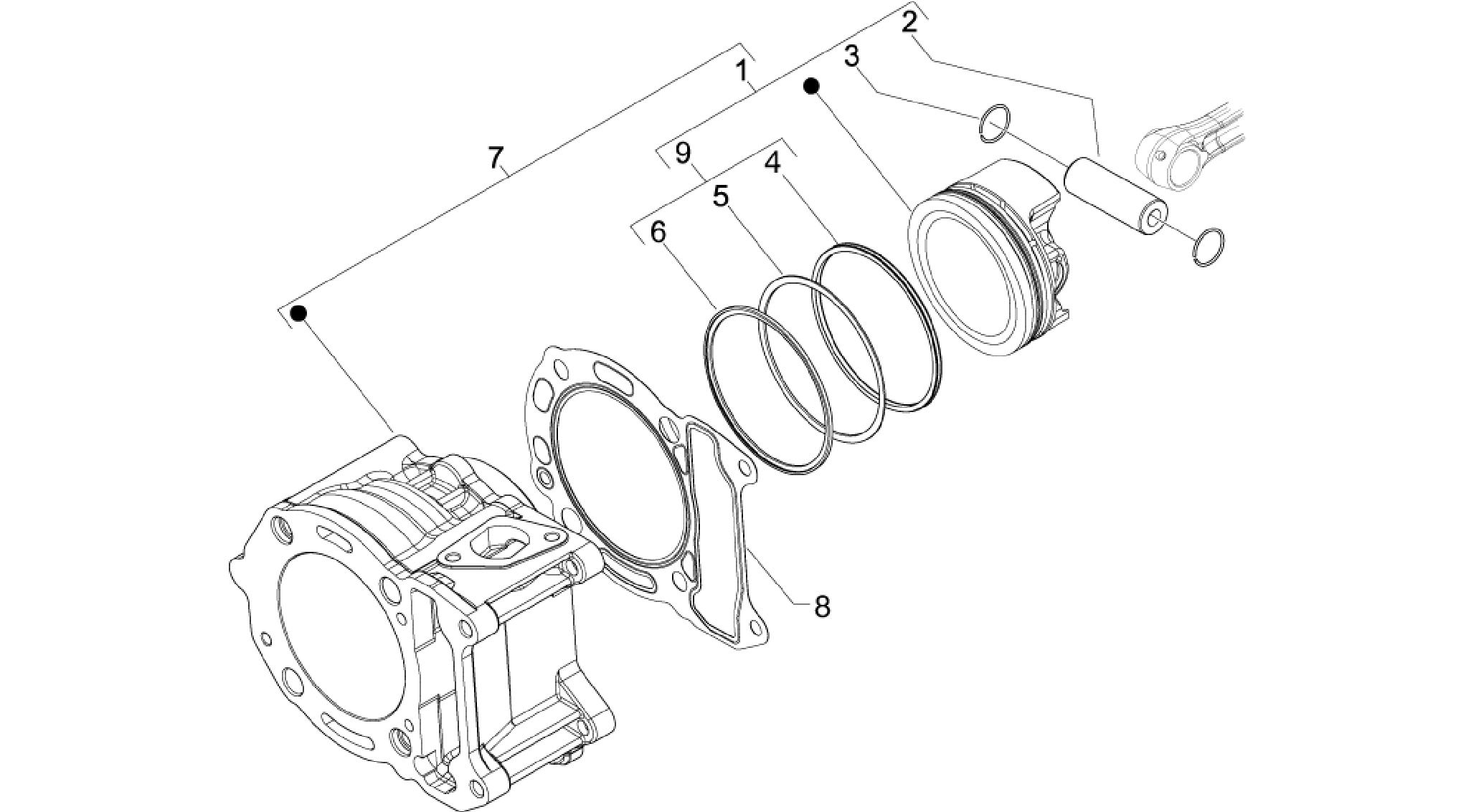 Cylinder-piston-wrist pin unit