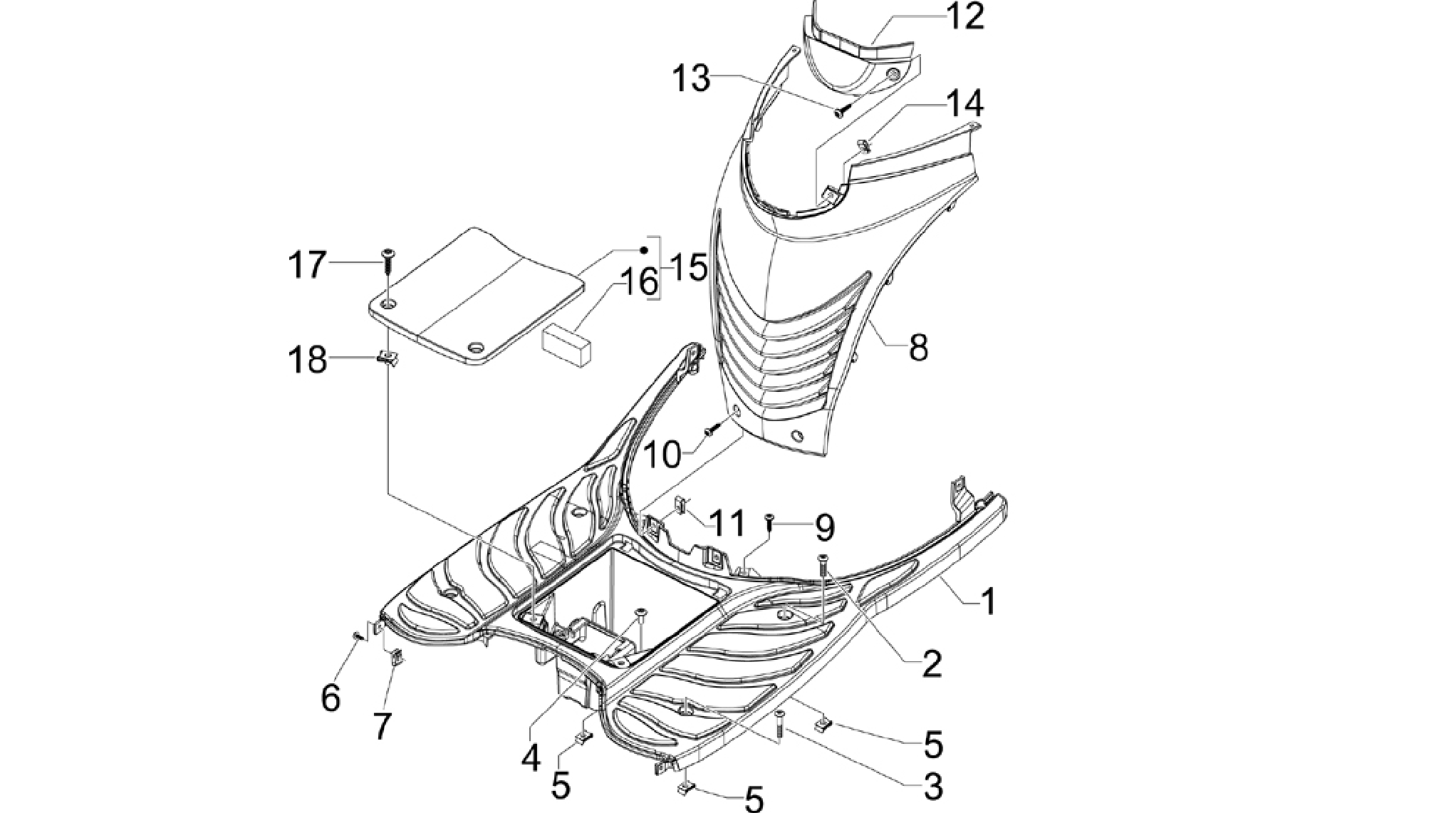 Central cover - Footrests