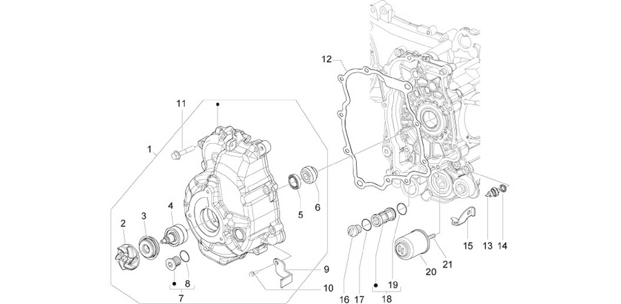 Flywheel magneto cover - Oil filter