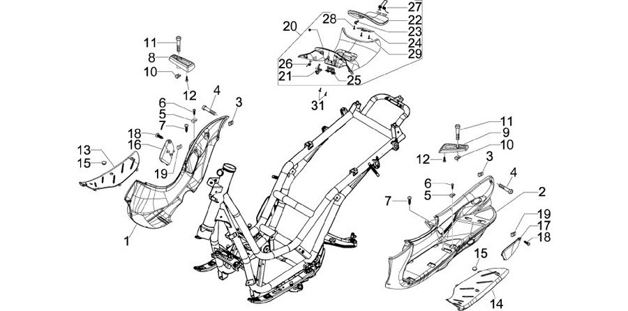 Central cover - Footrests