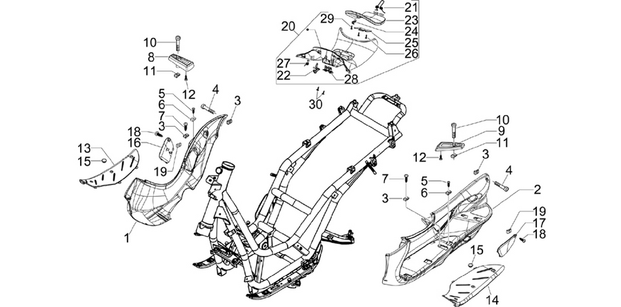 Central cover - Footrests