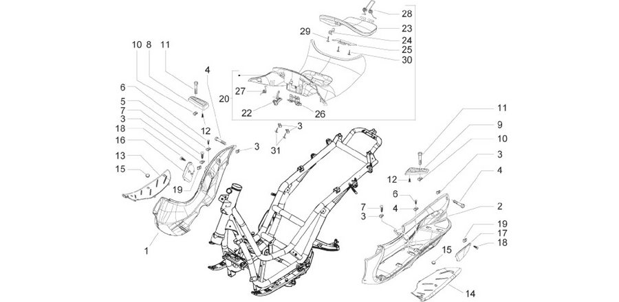 Central cover - Footrests