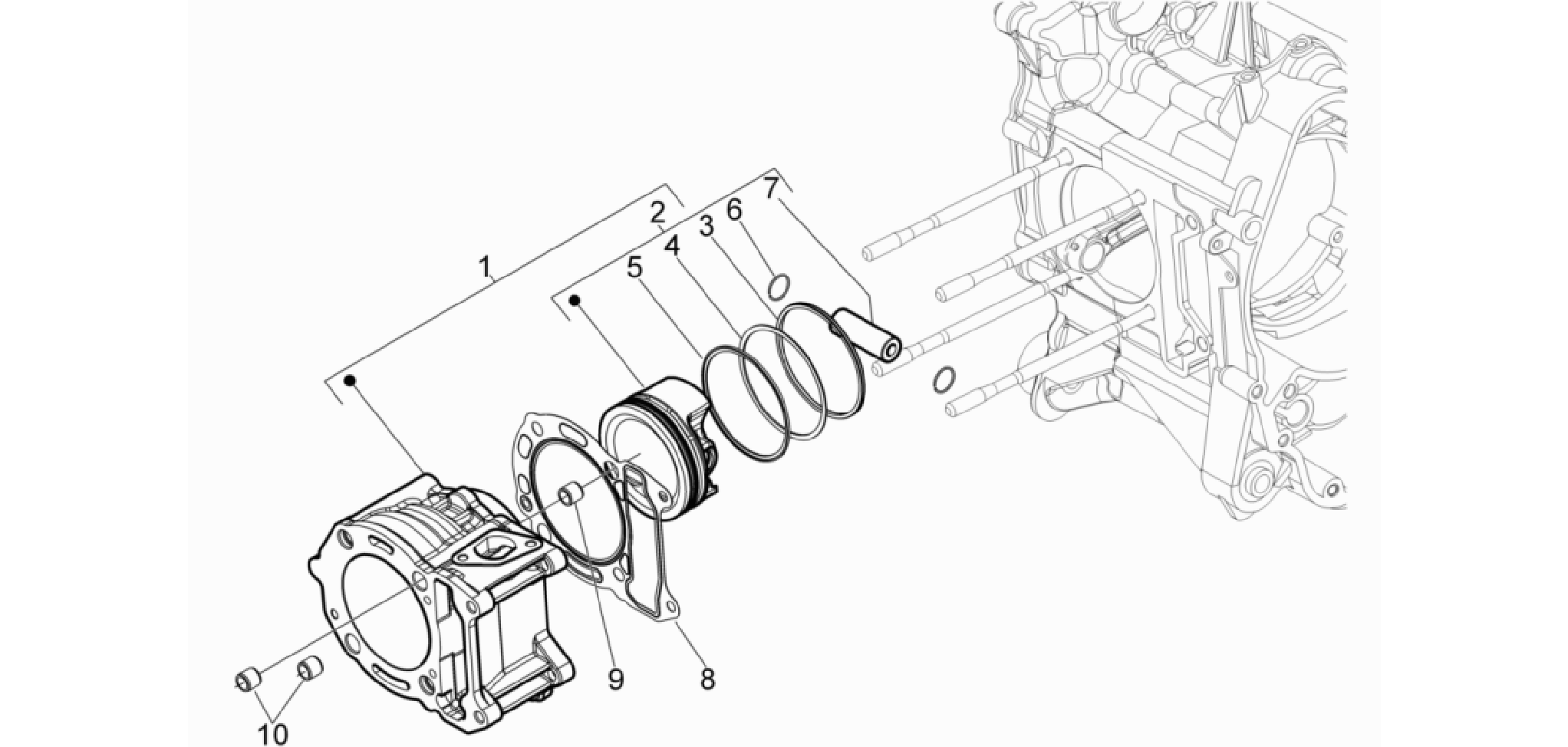 Cylinder-pistston-wrist pin unit