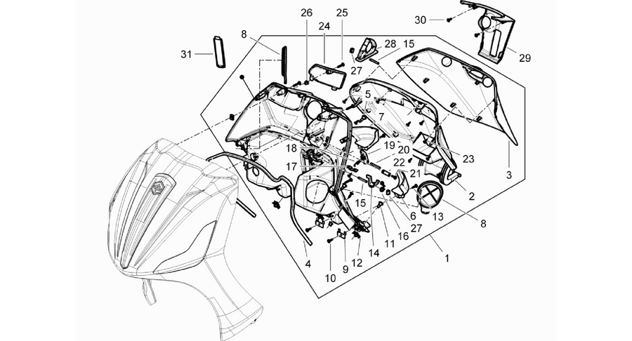 Front glove-box - Knee-guard panel