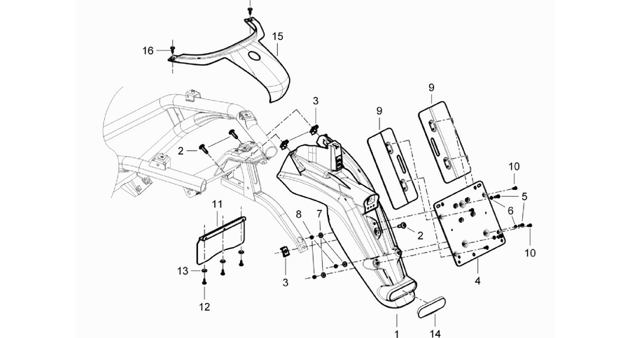 Rear cover - Splash guard