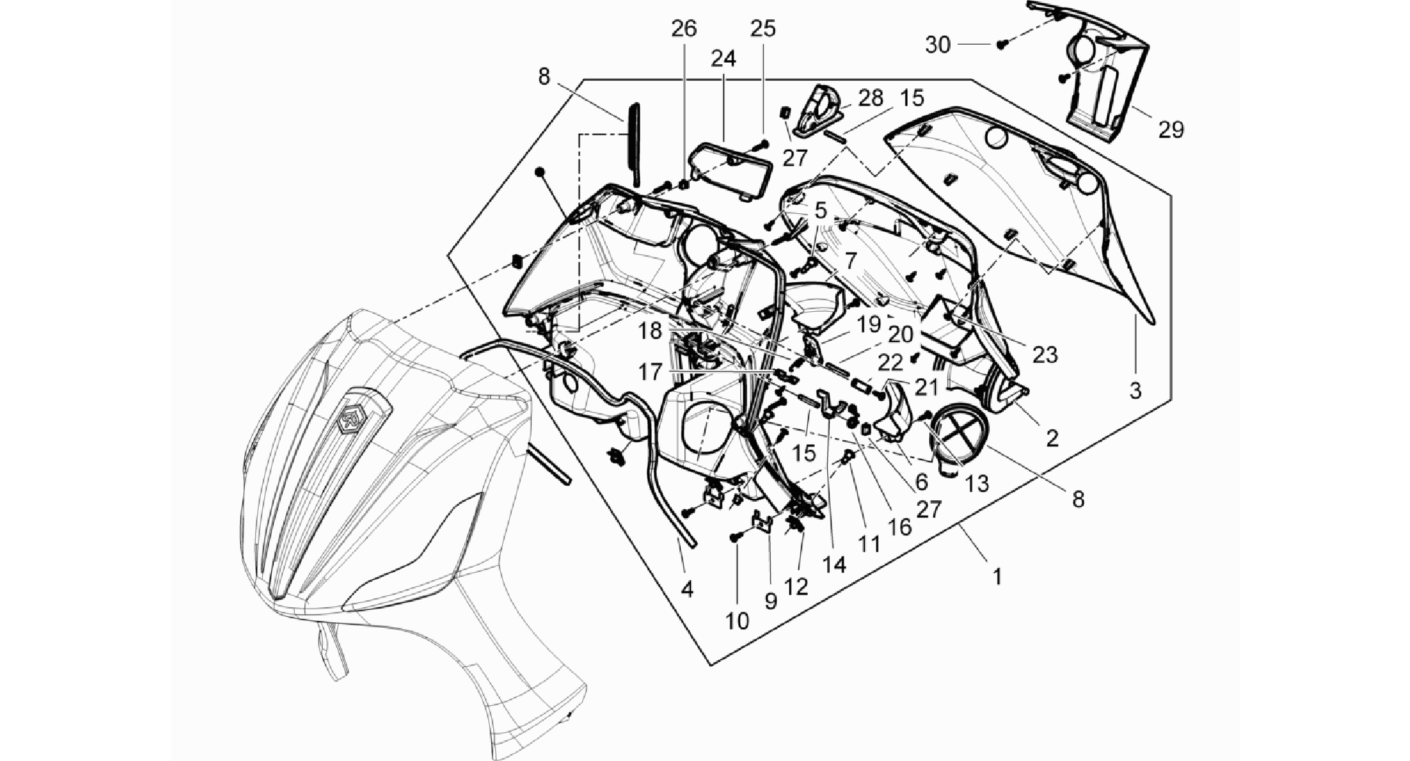 Front glove-box - Knee-guard panel