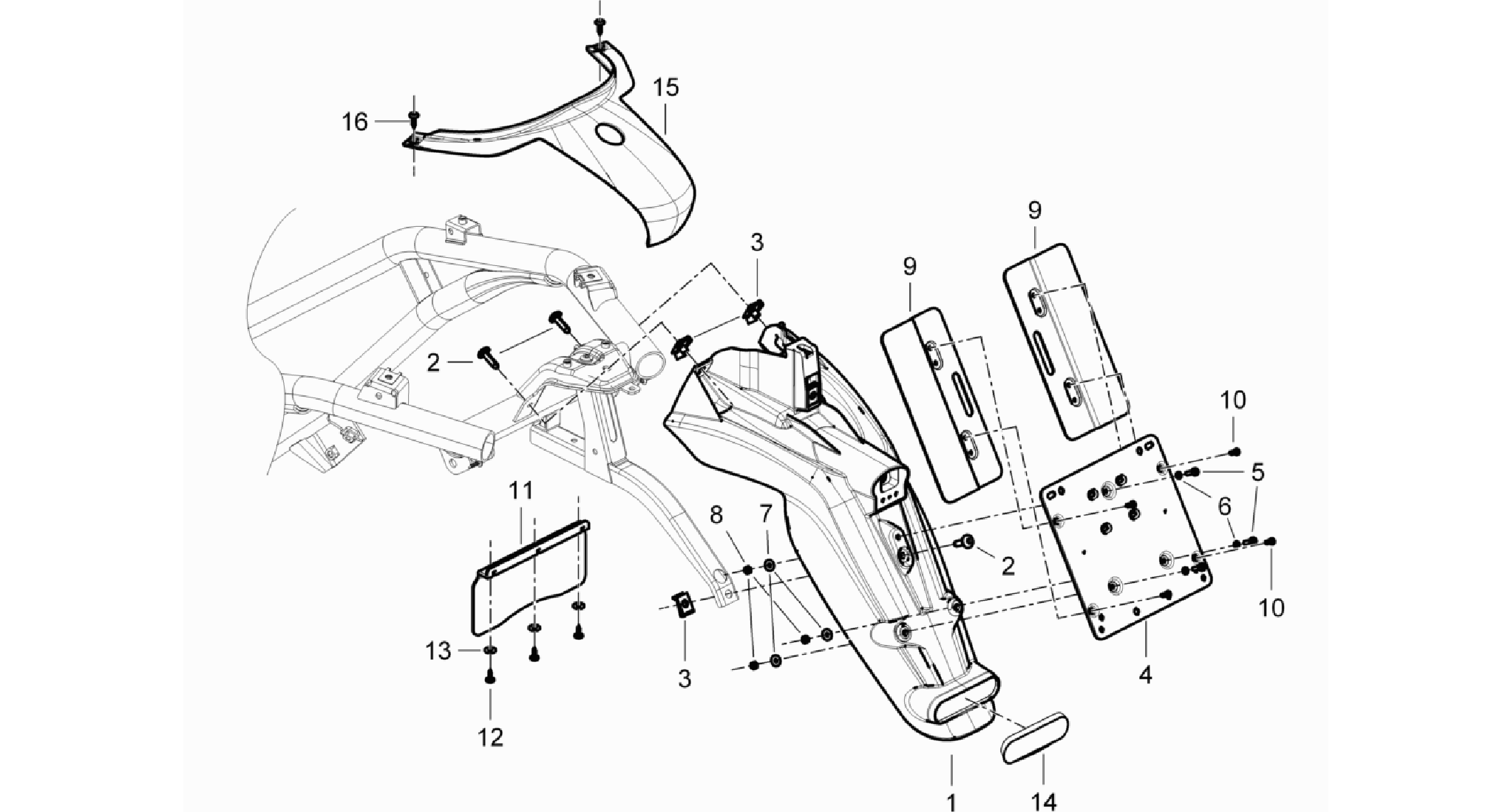 Rear cover - Splash guard