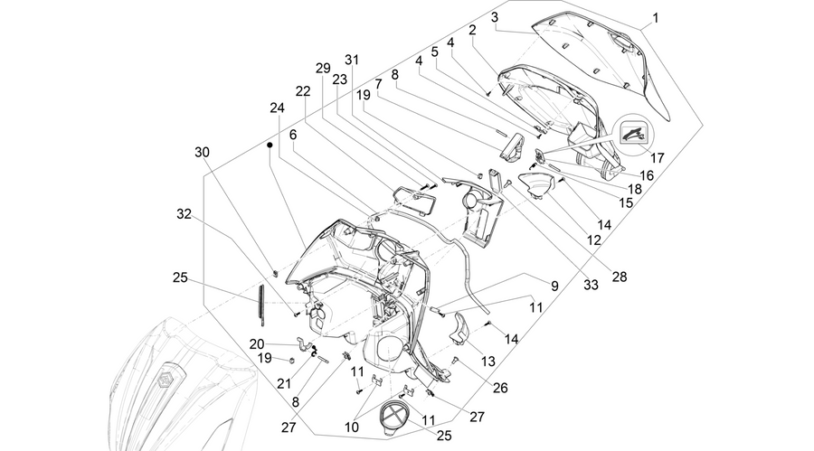 Front glove-box - Knee-guard panel