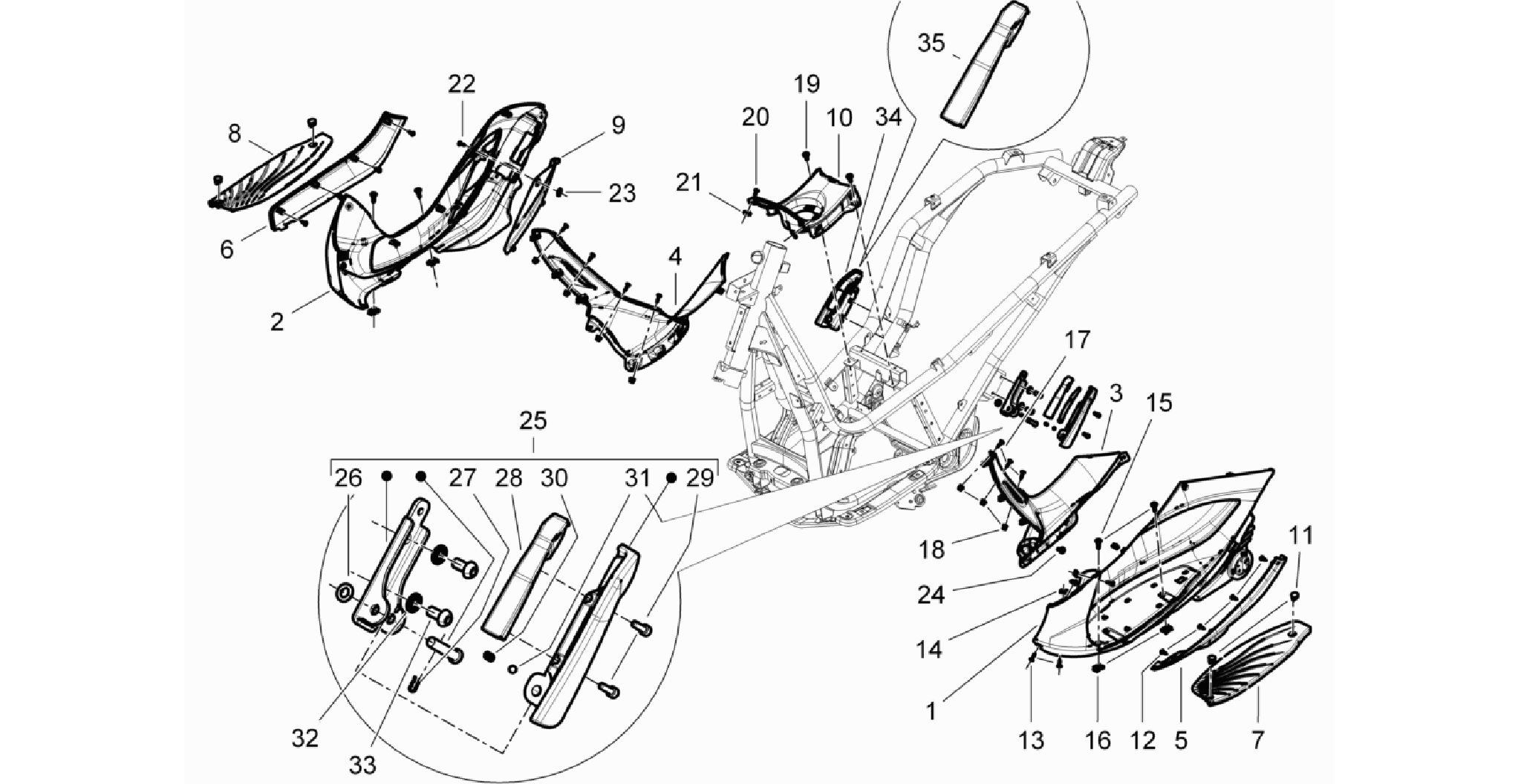 Central cover - Footrests