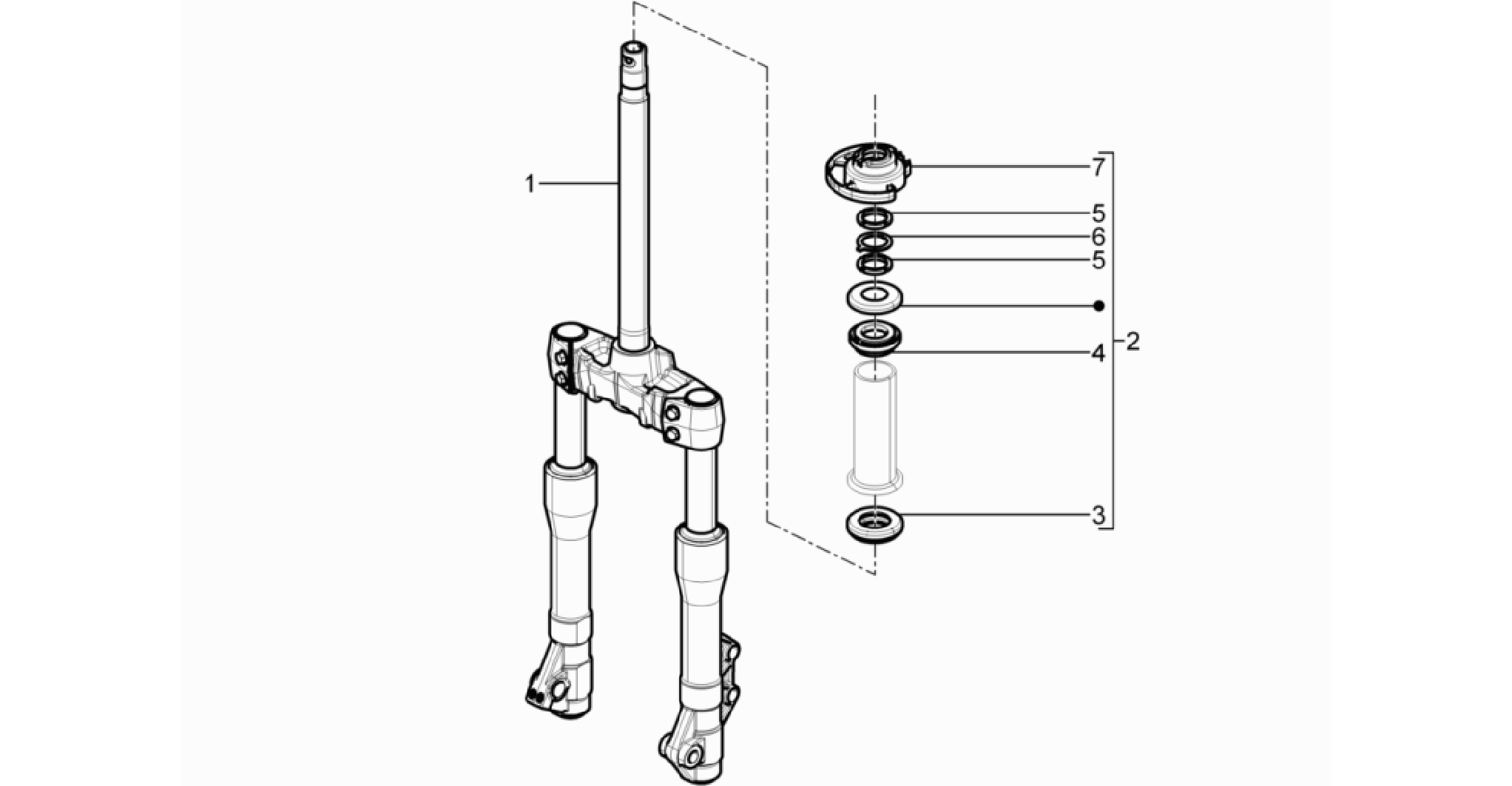Fork/steering tube - Steering bearing unit