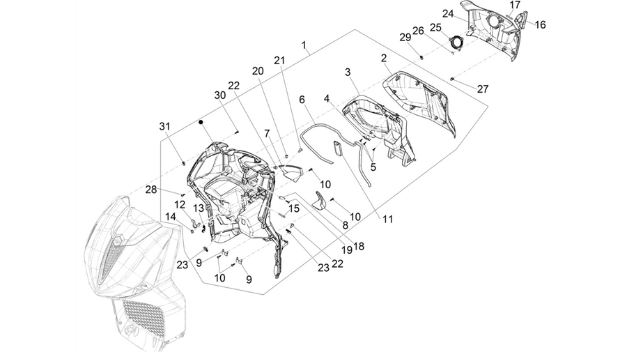 Front glove-box - Knee-guard panel