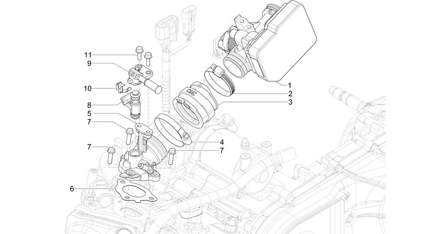 Throttle body - Injector - Induction joint