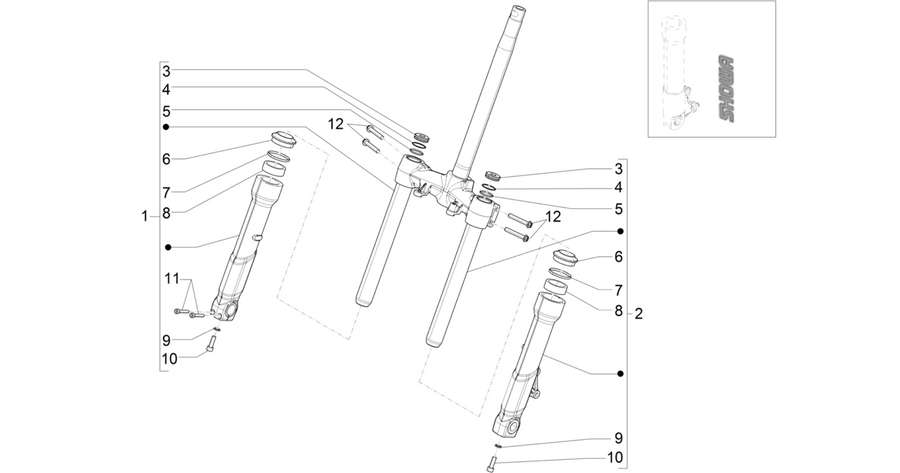 Fork's components (Showa)
