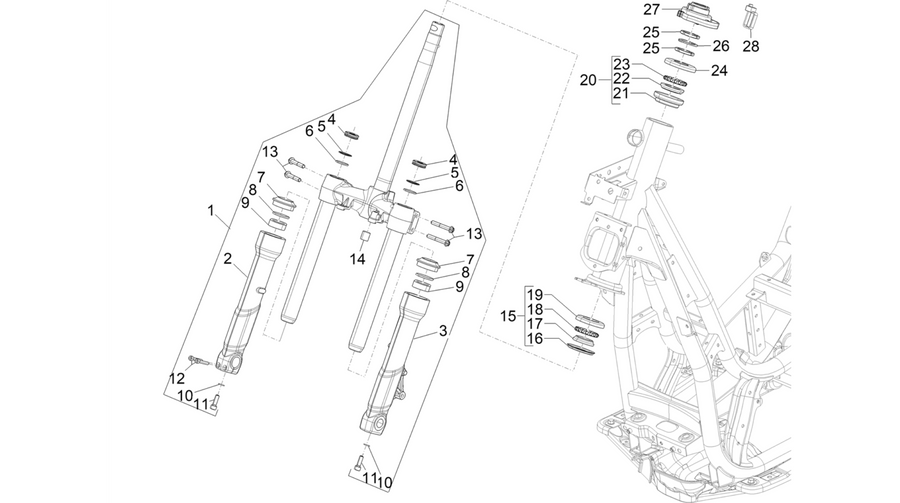 Fork/steering tube - Steering bearing unit