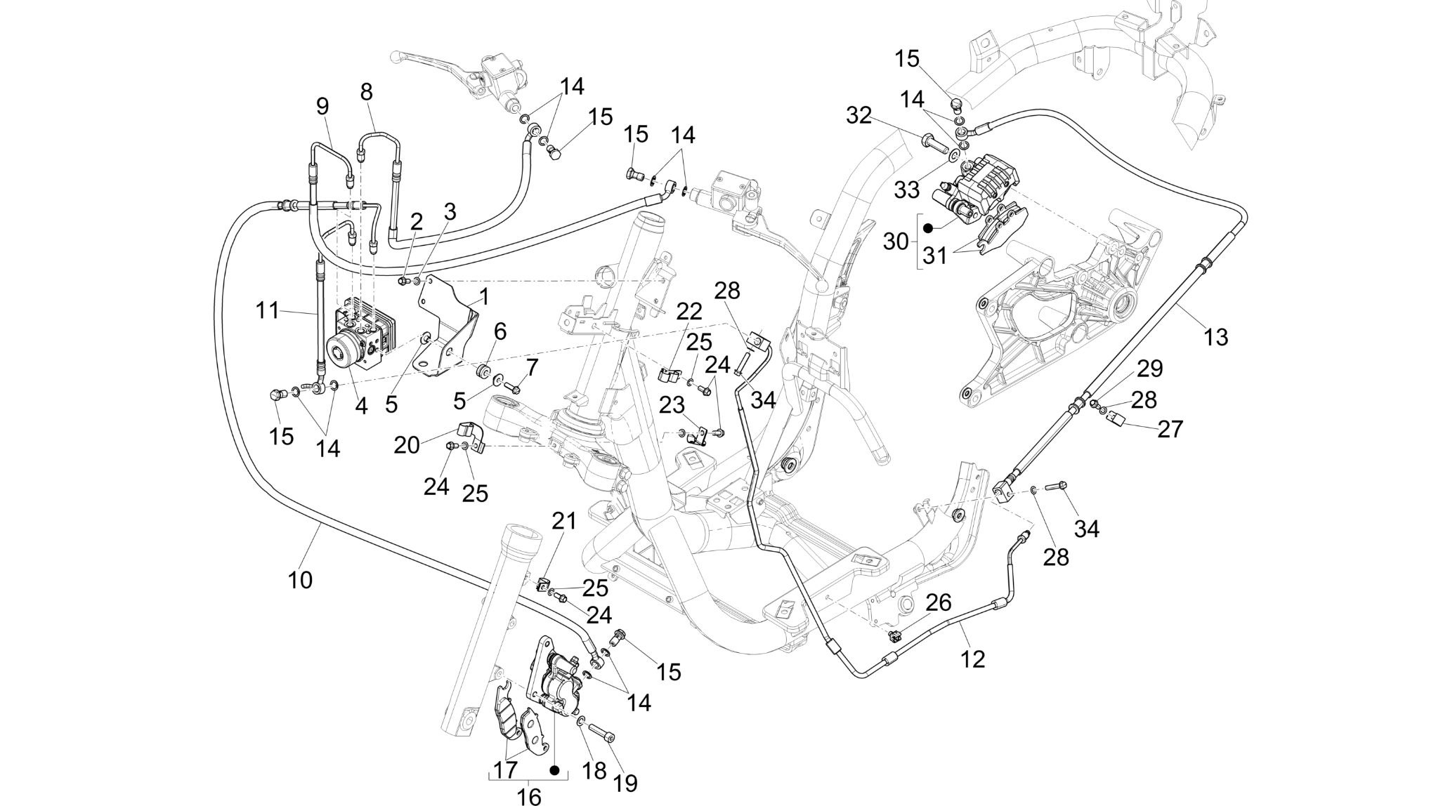 Brakes pipes - Calipers (ABS)