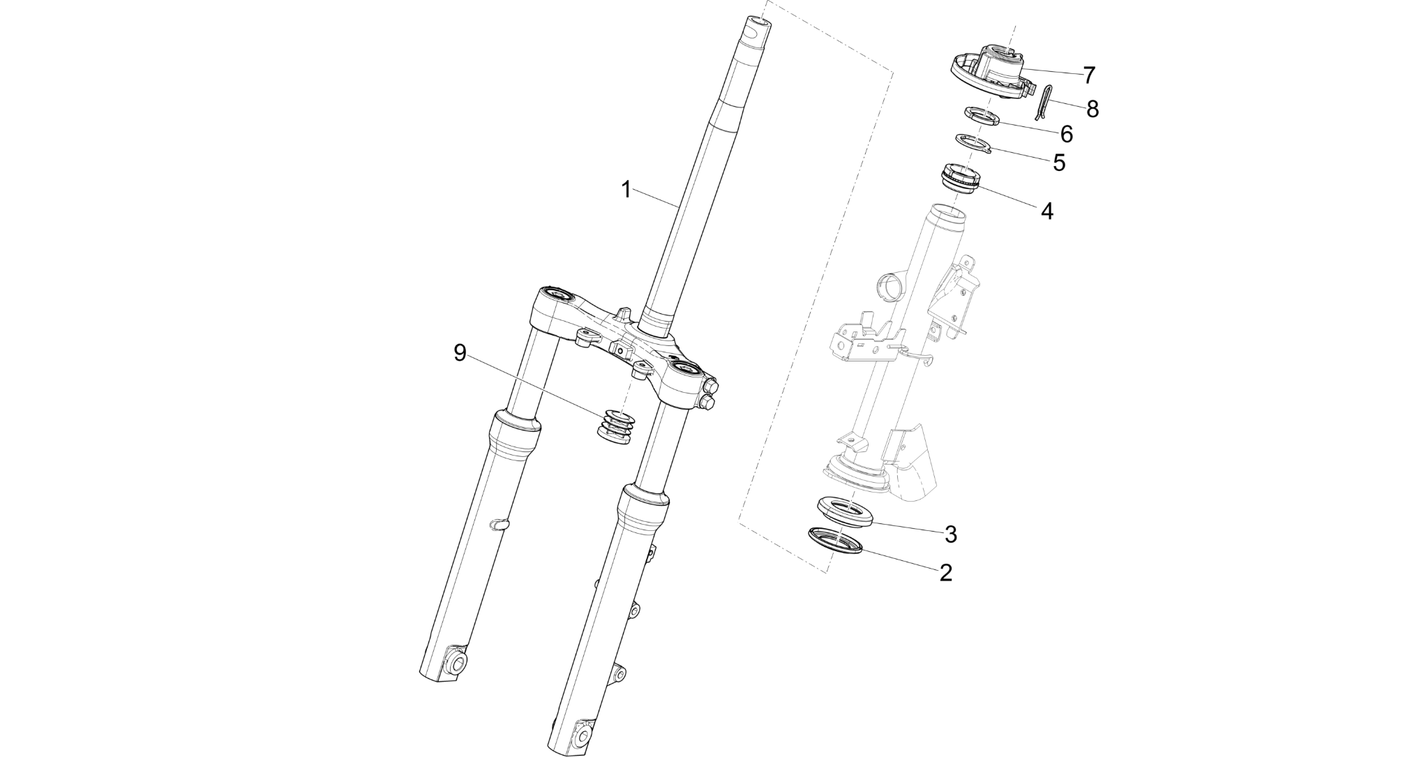 Fork/steering tube - Steering bearing unit