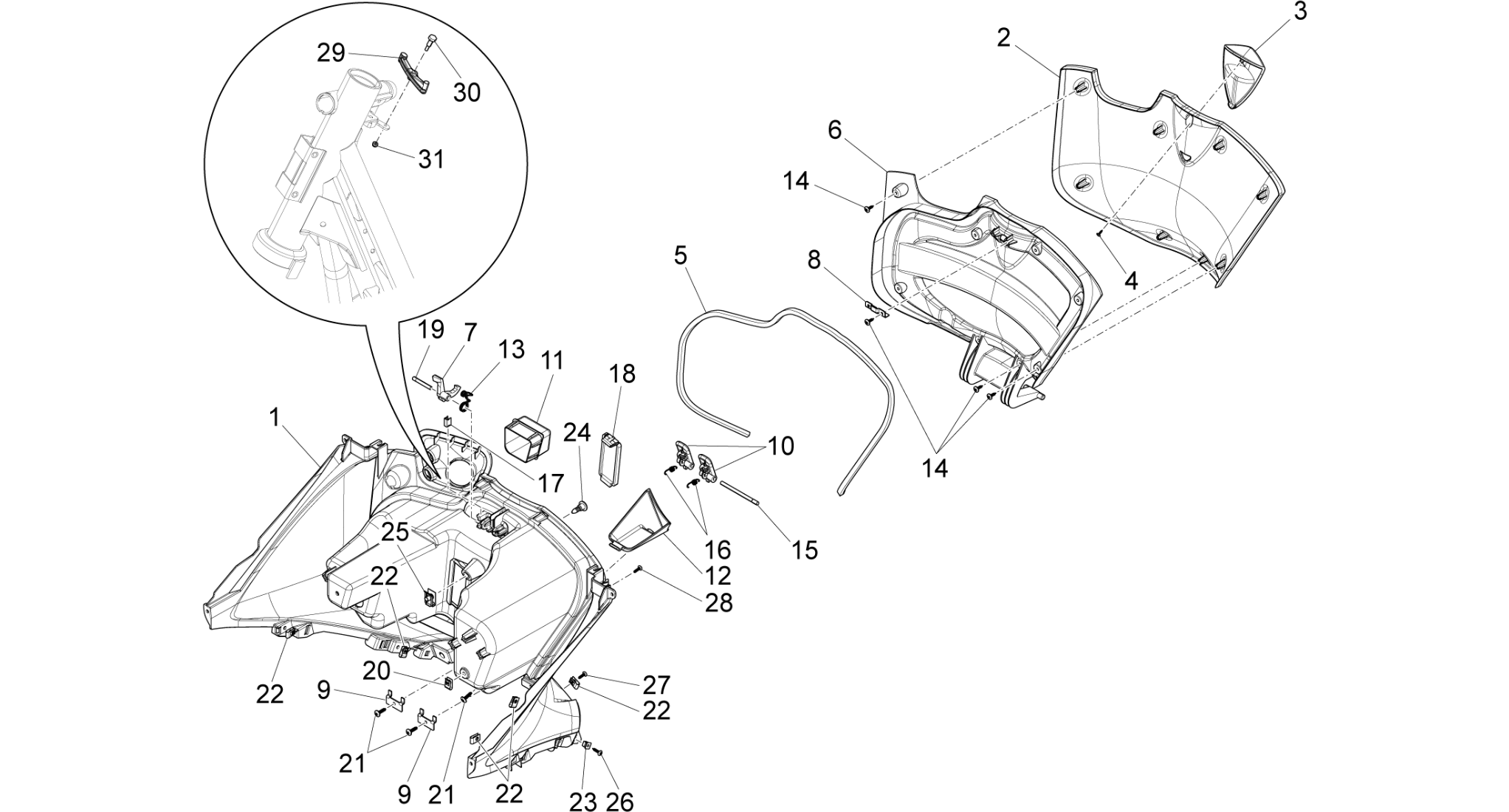 Front glove-box - Knee-guard panel