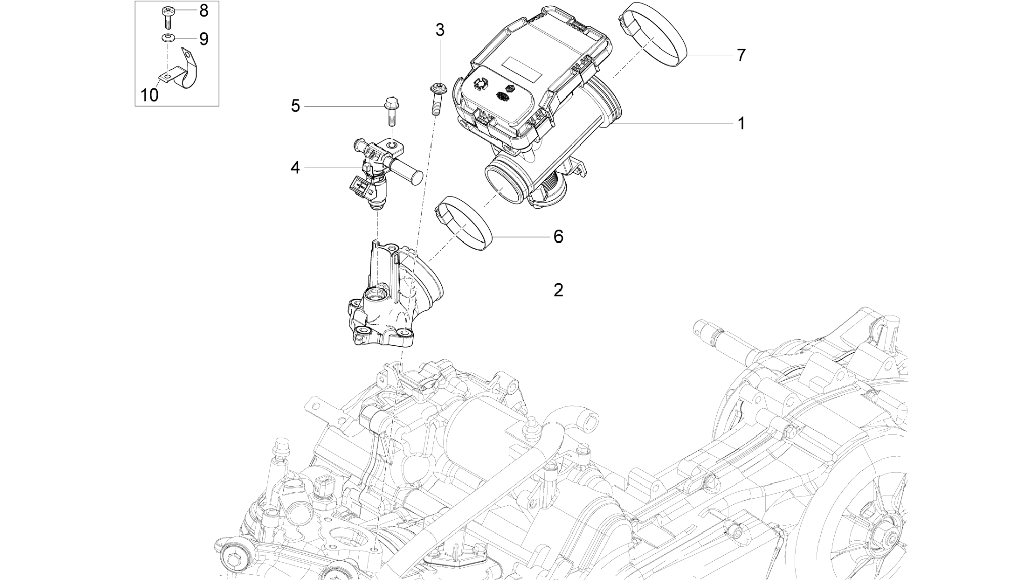 Throttle body - Injector - Induction joint