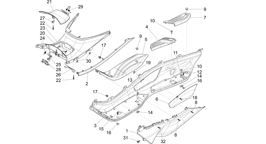 Central cover - Footrests