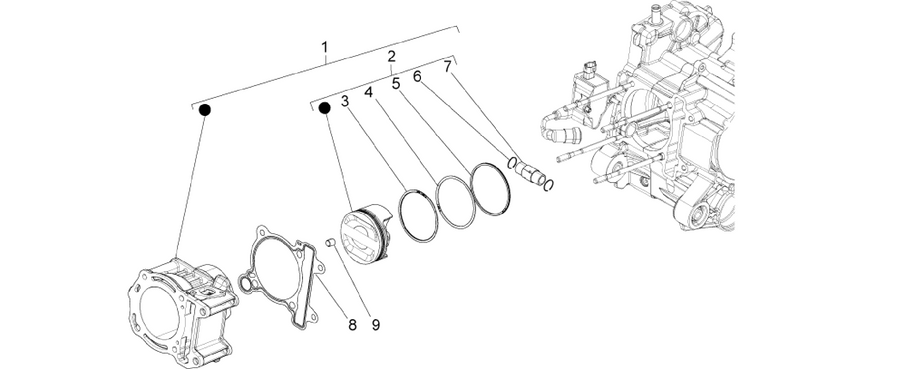 Cylinder-piston-wrist pin unit