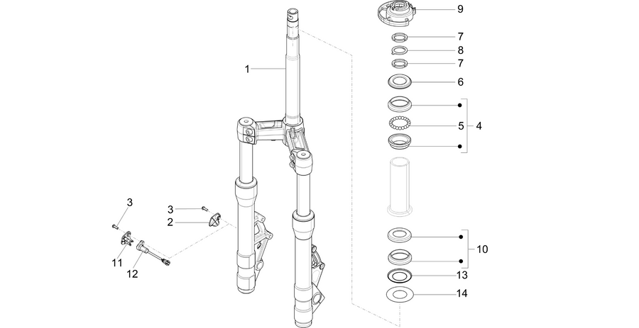 Fork/steering tube - Steering bearing unit