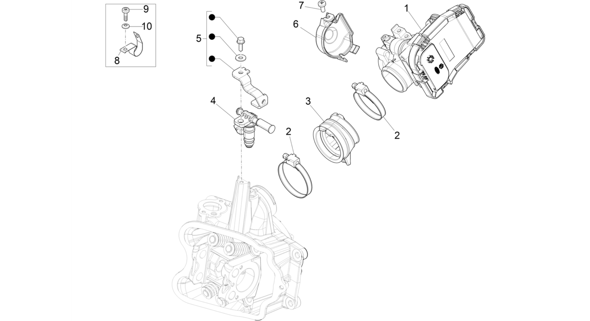 Throttle body - Injector - Induction joint