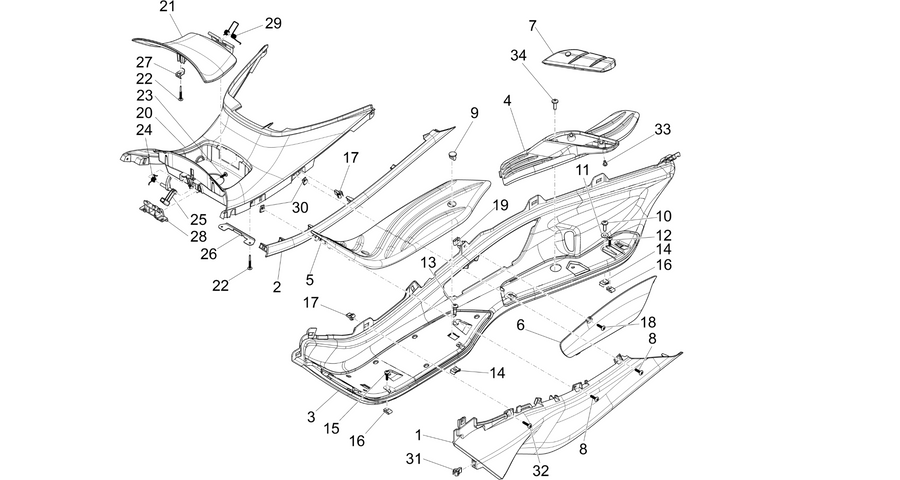 Central cover - Footrests