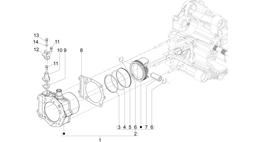 Cylinder-piston-wrist pin unit