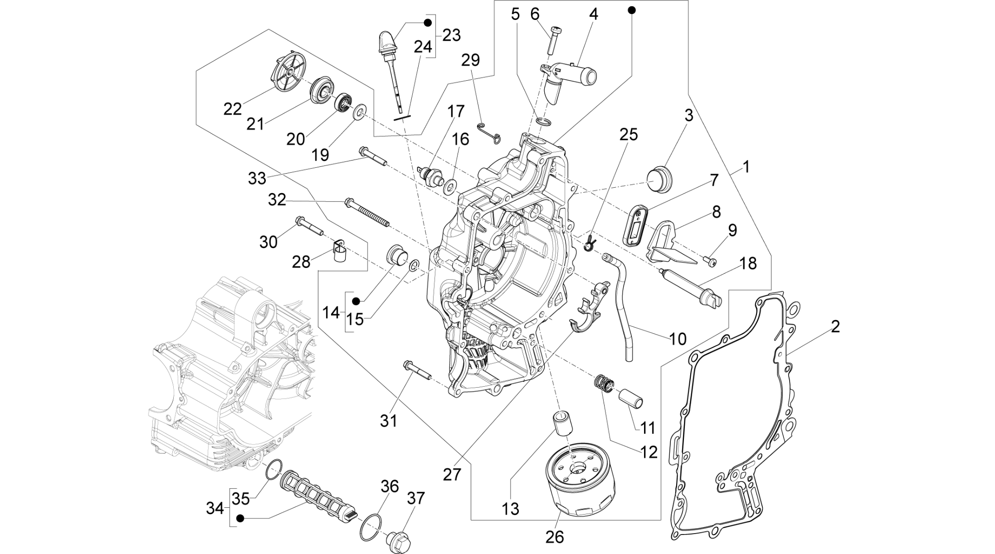 Flywheel magneto cover - Oil filter