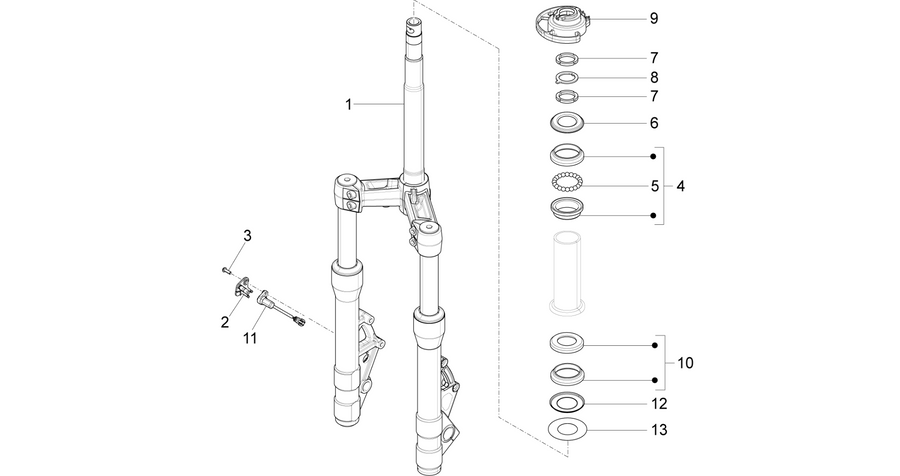 Fork/steering tube - Steering bearing unit