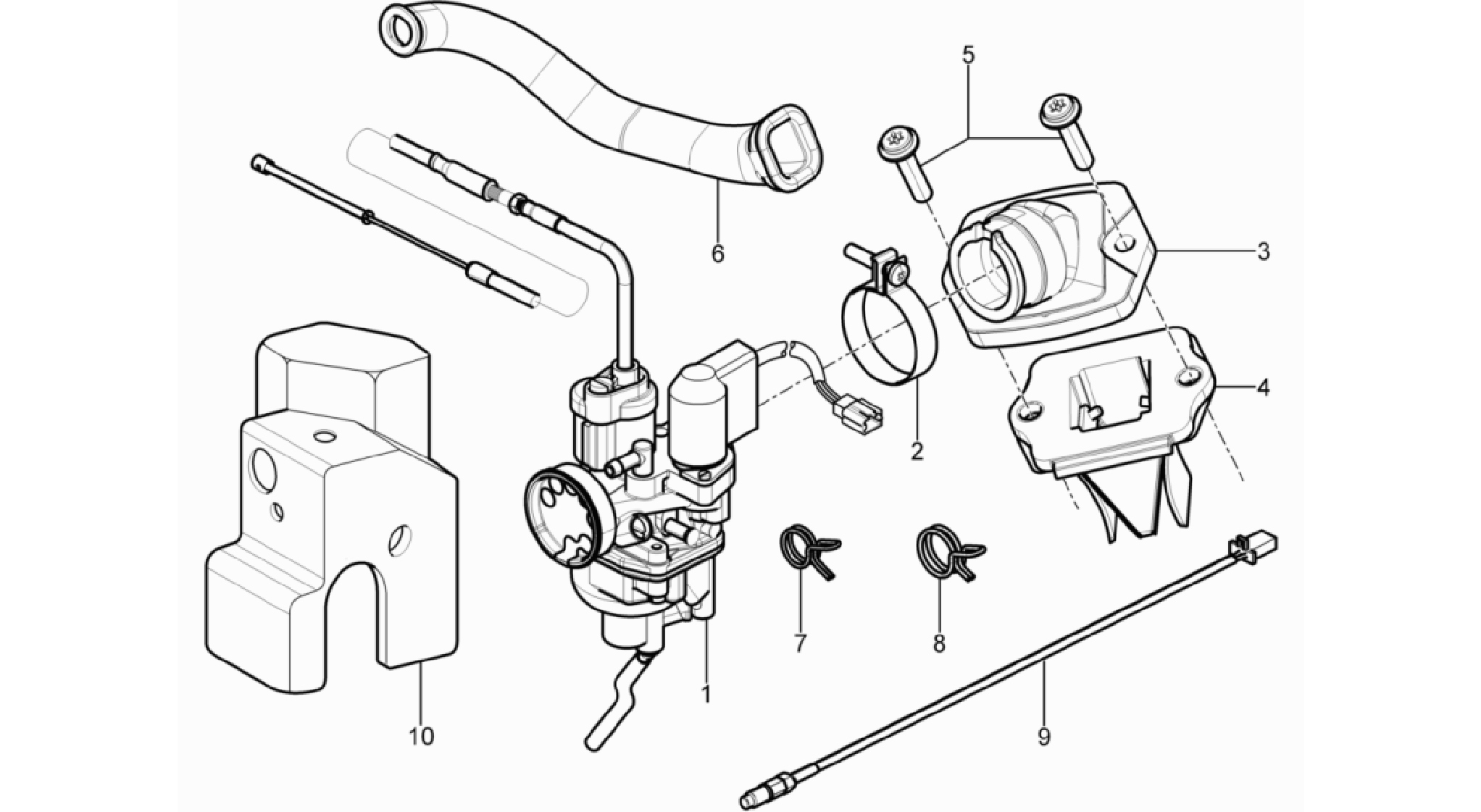 Carburettor, assembly - Union pipe
