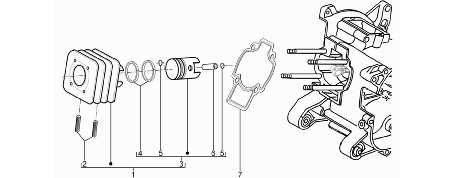 Cylinder-piston-wrist pin unit