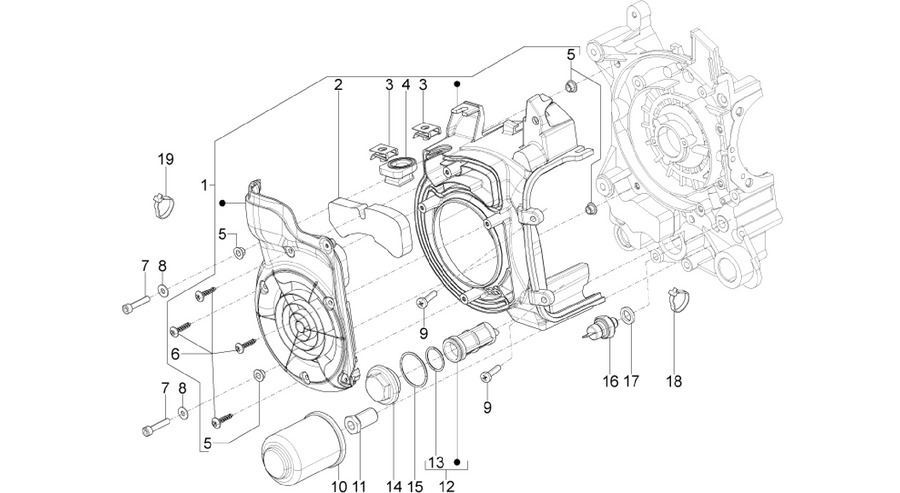 Flywheel magneto cover - Oil filter