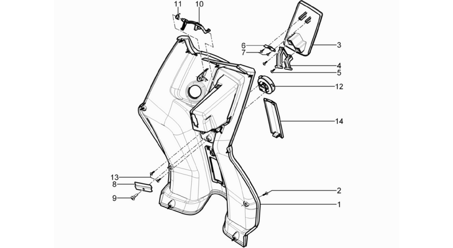Front glove-box - Knee-guard panel