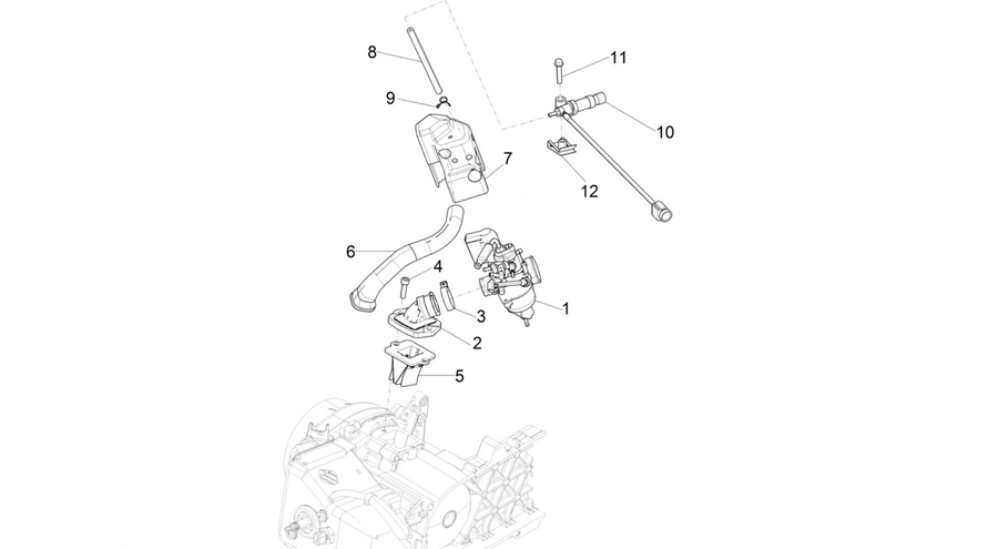 Carburettor, assembly - Union pipe