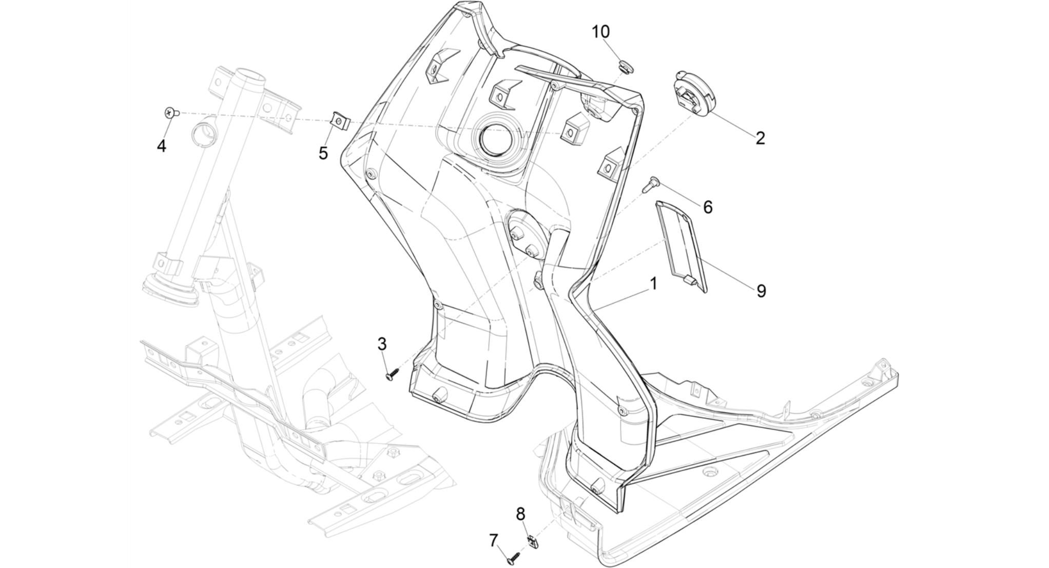 Front glove-box - Knee-guard panel