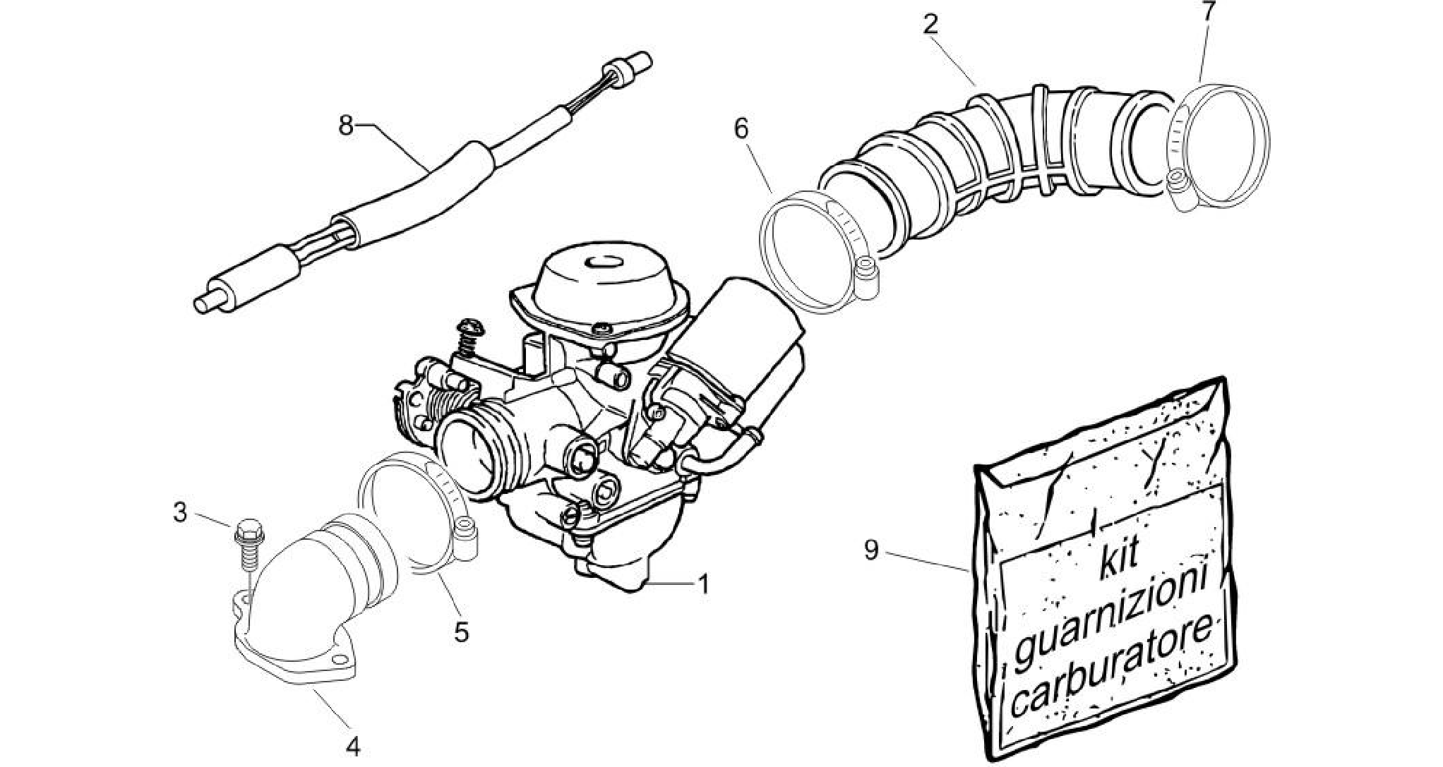Carburettor, assembly - Union pipe