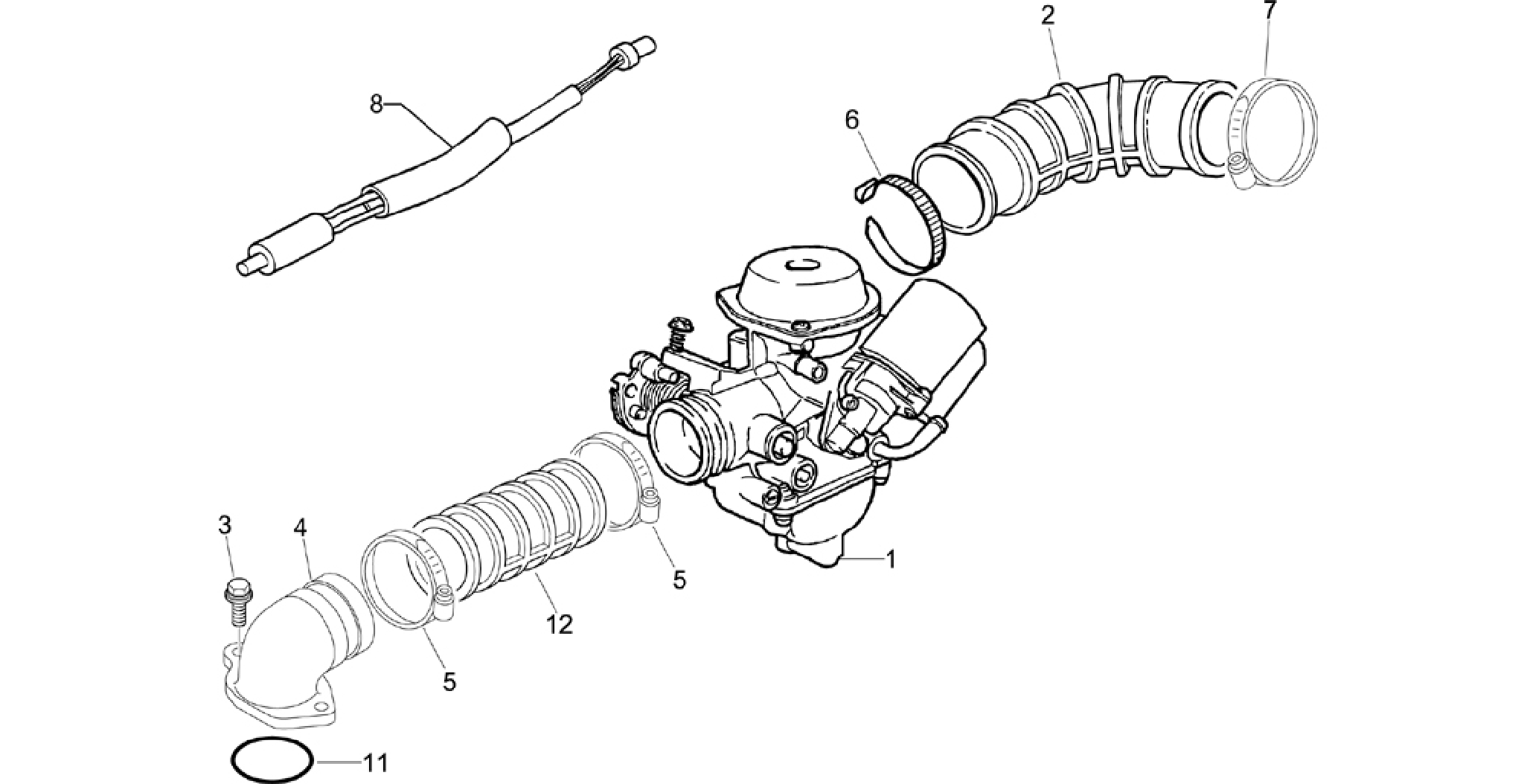 Carburettor, assembly - Union pipe