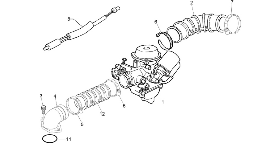 Carburettor, assembly - Union pipe